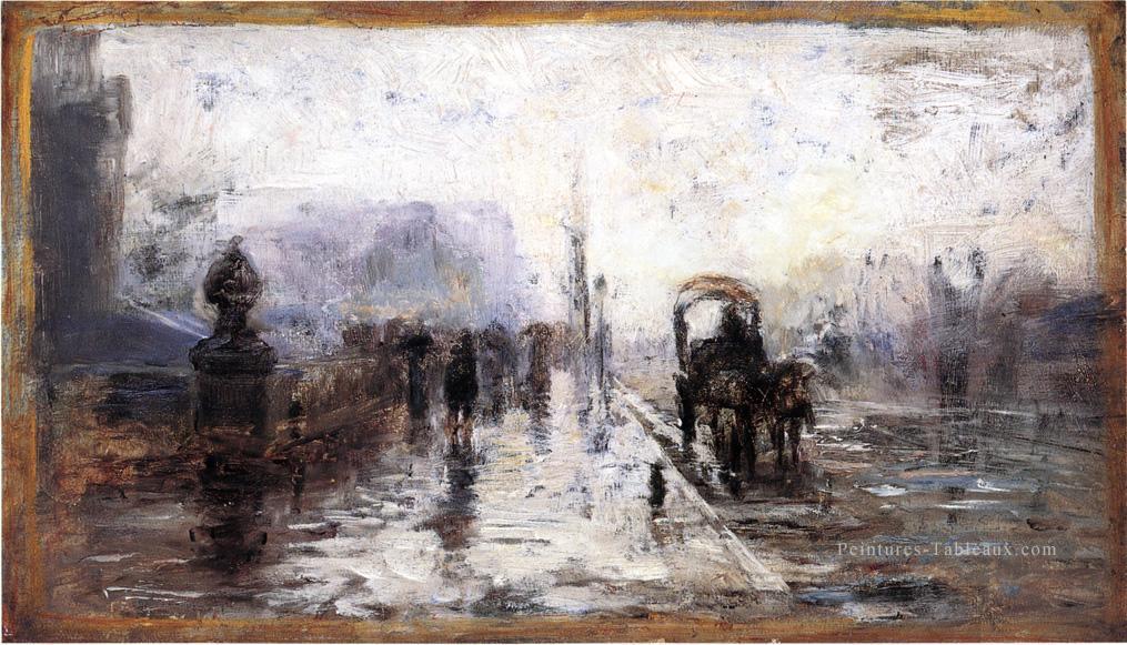 Scène de rue avec transport Théodore Clement Steele Peintures à l'huile